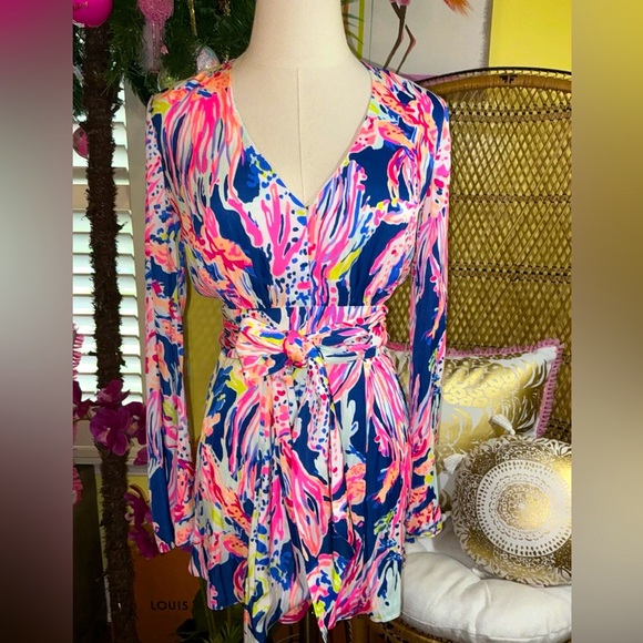 Lilly Pulitzer NWT 🦄 GLORIA Romper Indigo Sunken Treasure 🦄 - Picture 10 of 16